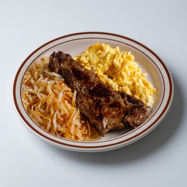 N.Y. Strip Steak and Eggs.